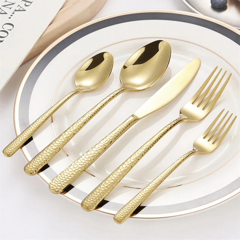 30Pcs 24Pcs Golden Cutlery Set,Luxury Retro Western Flatware Set,Serving for 6,Includes Spoons, Forks,Knifes,Dishwasher Safe