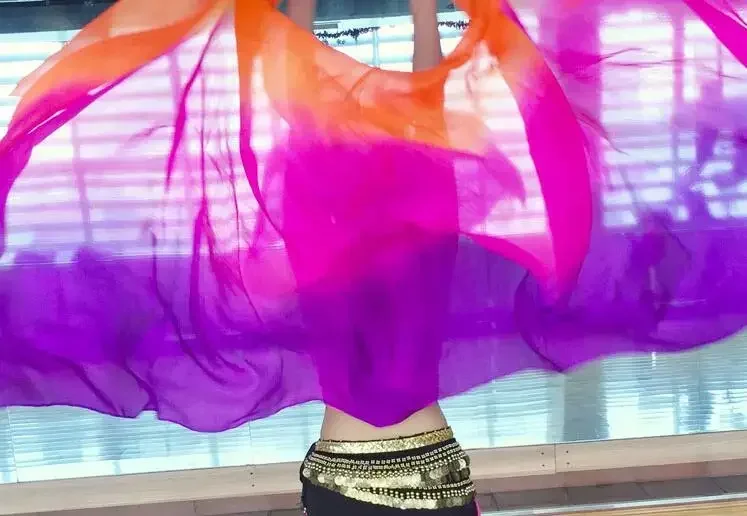 100% Real Silk Veil Belly Dance Accessory Bollywood Dance Costumes 250*114cm Silk Scarf Practice Props Purple