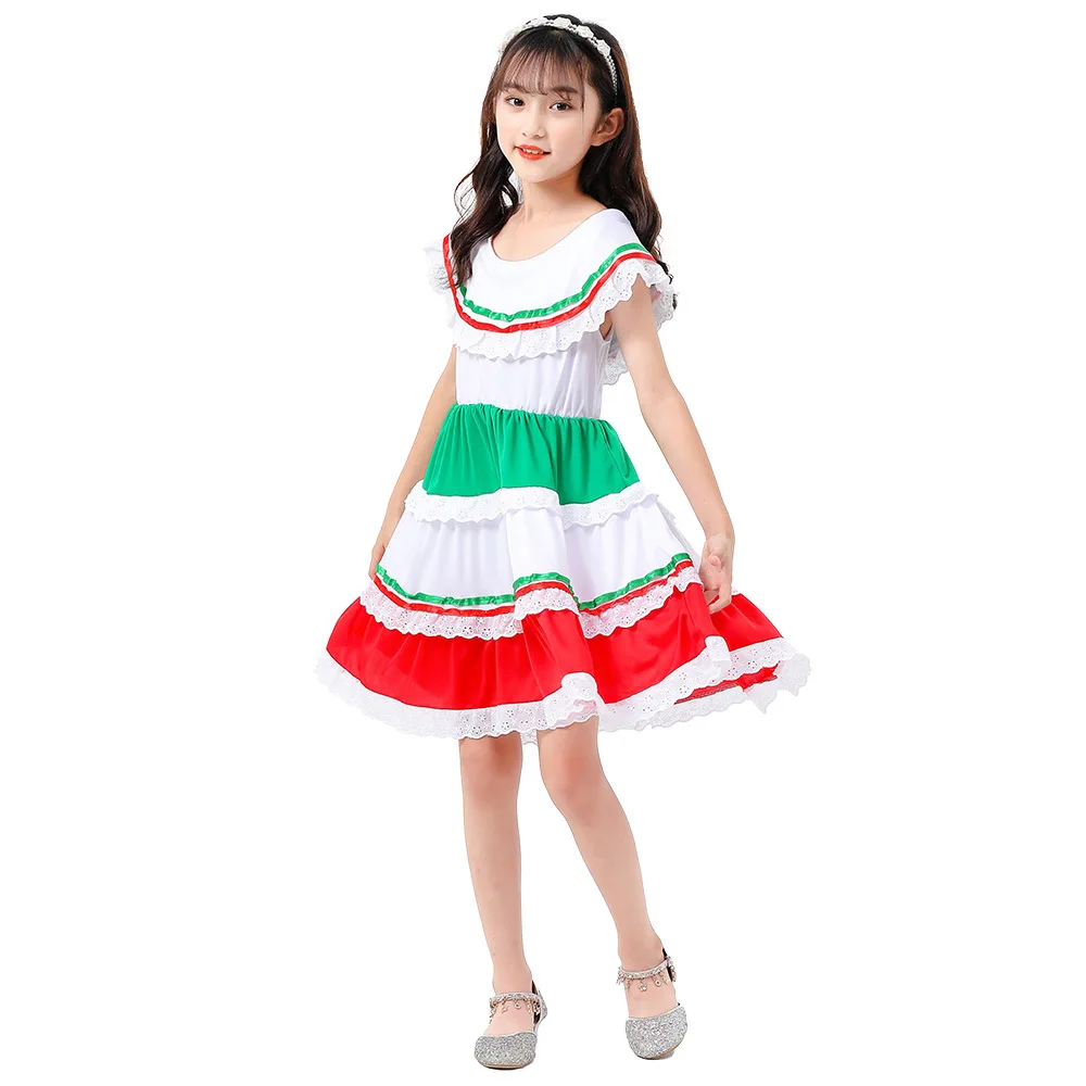 Vestido de dança mexicana feminino, Saia Tradicional, Natal, GC10033