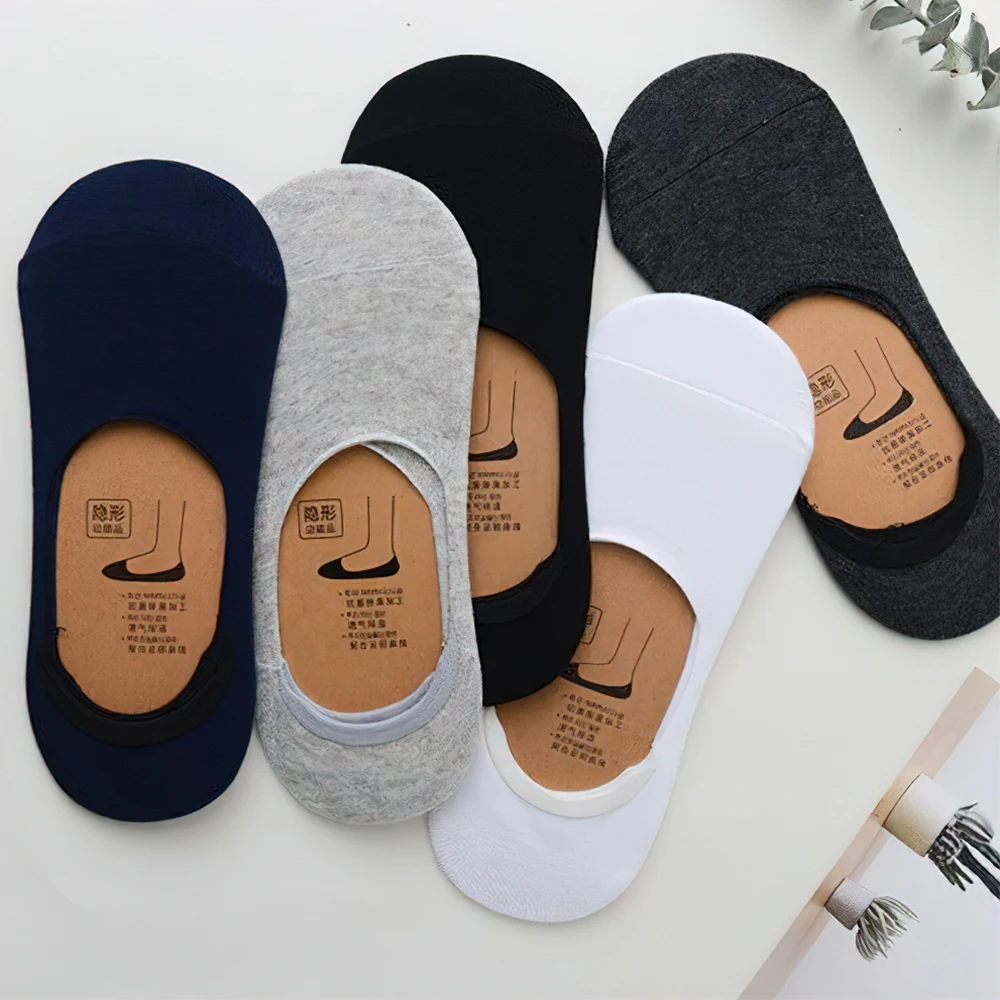 Men Low Cut Cotton Socks Invisible Loafer Boat Sock Non-slip Breathable Cotton Calcetines Male Solid Alien Ankle Socks Casual