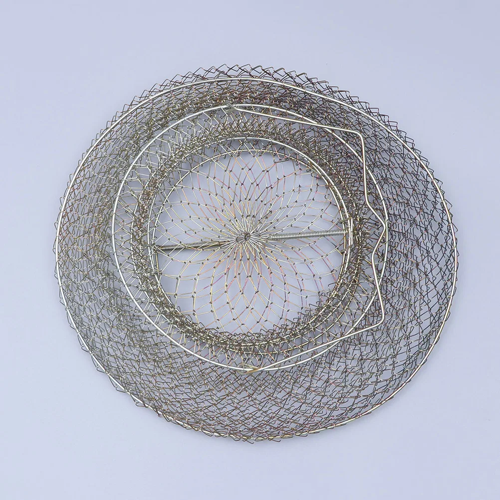 

Foldable 72Cm Steel Wire Fish Basket with 15Cm Mesh Ideal for Outdoor Fishing Crab Trap Crawfish Net Accessories Lightweight