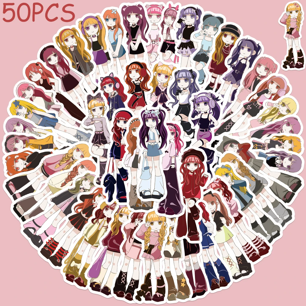 

50pcs Pretty Y2K Girls Stickers Decals For Phone Scrapbook Suitcase Guitar DIY Cartoon Aesthetic Stickers kids Creative Gifts