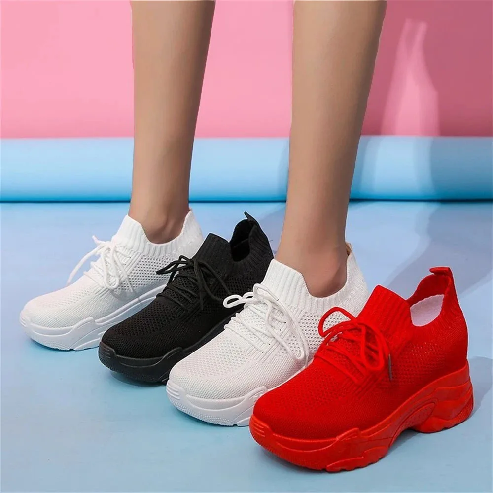 2024 Women\'s Wedge Sneakers Spring Mesh Breathable Ladies Lace Up Casual Shoes Outdoor Running Walking Jump Sport Shoes