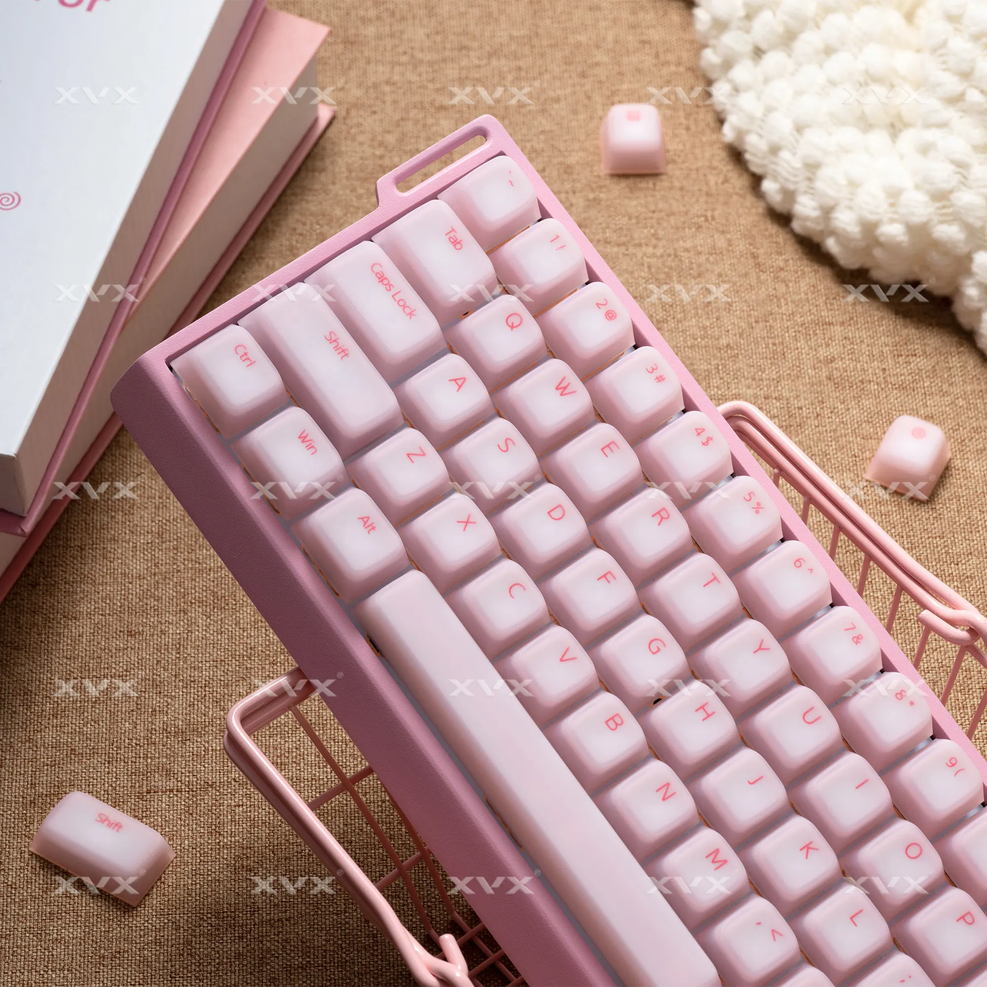 Pink White Cute Silicone Keycaps 113 Keys Soft Pudding Keycaps Cherry Profile for MX Mechanical Keyboard Gaming Custom Keycaps