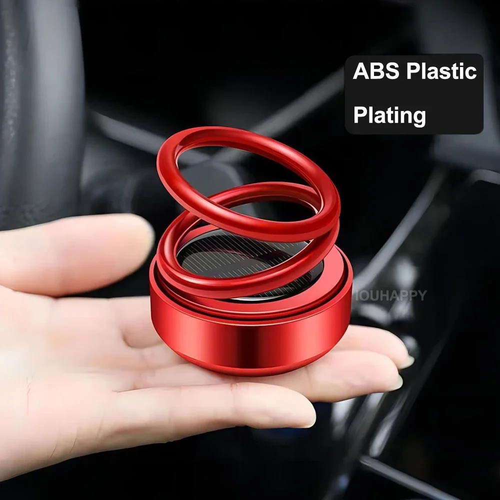 휴대용 키네틱 미니 방향제 태양열 발전 이중 링 회전 공기 청정기, 향수 디퓨저, 자동차 액세서리, 2 개