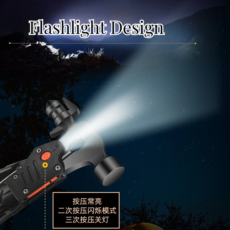 Martelo de acampamento ao ar livre multifuncional aço inoxidável martelo para trabalhar madeira conveniente emergência edc equipamento sobrevivência