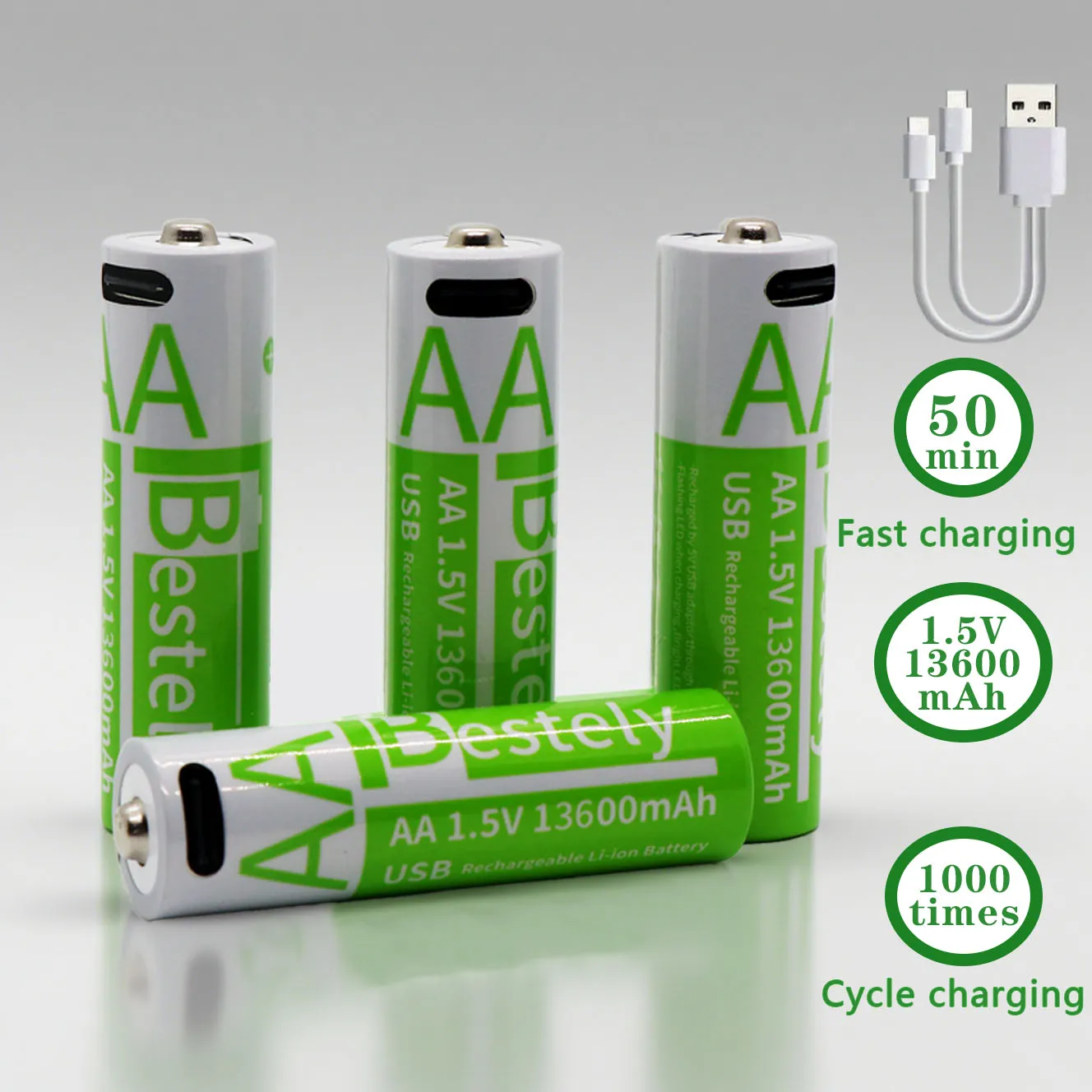 

New AA USB rechargeable lithium-ion battery 1.5V AA 13600mAh/lithium-ion battery watch toy MP3 player Camera keyboard