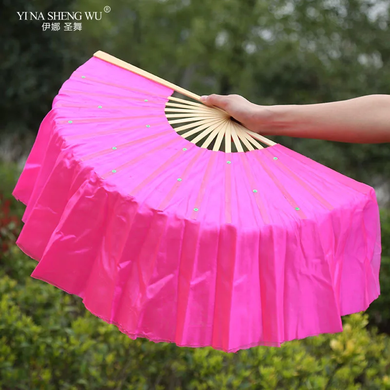 Women Belly Dancing Fan Double-sided Imitation Silk Fan Belly Dance Square Dance Props Chinese Folk Dance Props Short Fan 1Piece