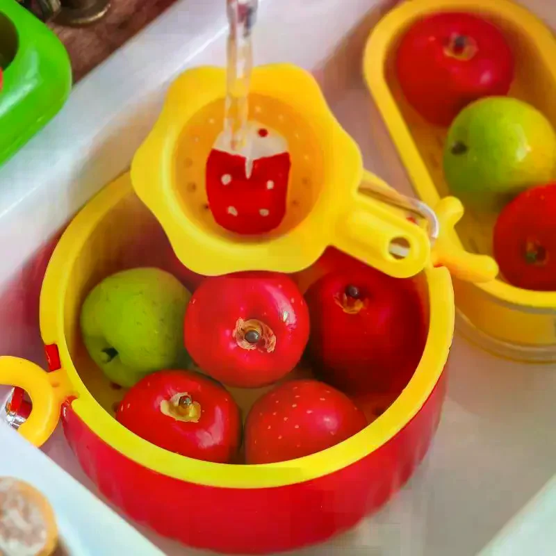 /Cna/4Pcs Double Layer Fruit/Vegetable Draining Basket Miniature Dollhouse Fruit Tray Model For Doll Accessories Toys