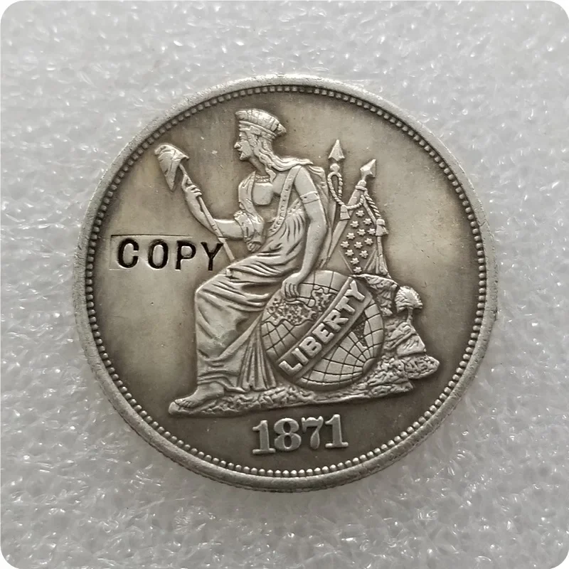 COPY REPLICA 1871 (50C)Indian Headdress Half Dollar Patterns  COPY COINChallenge Pocket Coins Christmas Gifts