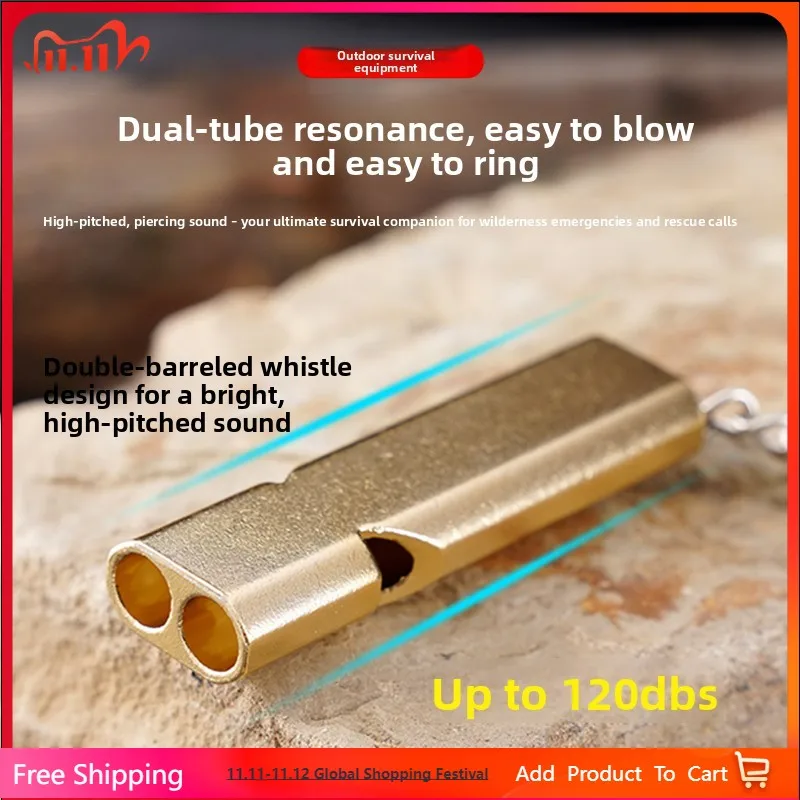 

Aluminum Alloy Dual-Frequency Survival Whistle Dual-Tube Outdoor Survival Life Whistle Equipment High-Frequency Wilderness Life