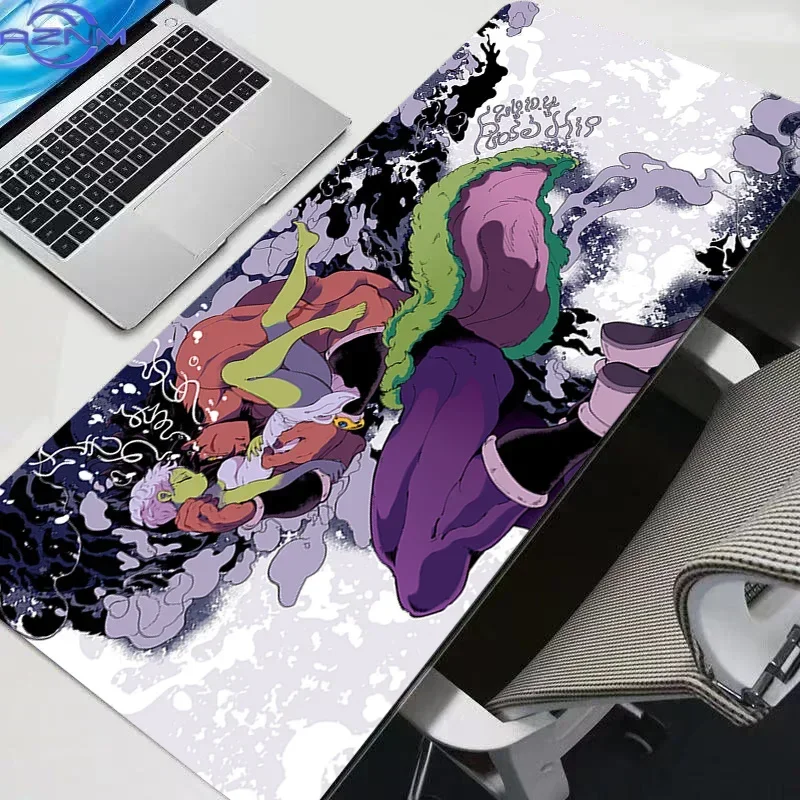Anime Golden Aura Character Large Mousepad, Rubber Base Extended Desk Mat with Stitched Edge, Non Slip Table Pad for Gaming and