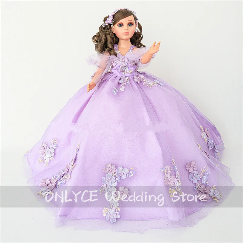 Special Link For Personalized Quinceanera Teddy Bear Dress Flowers Appliques Crystals Pearls Lavender Purple