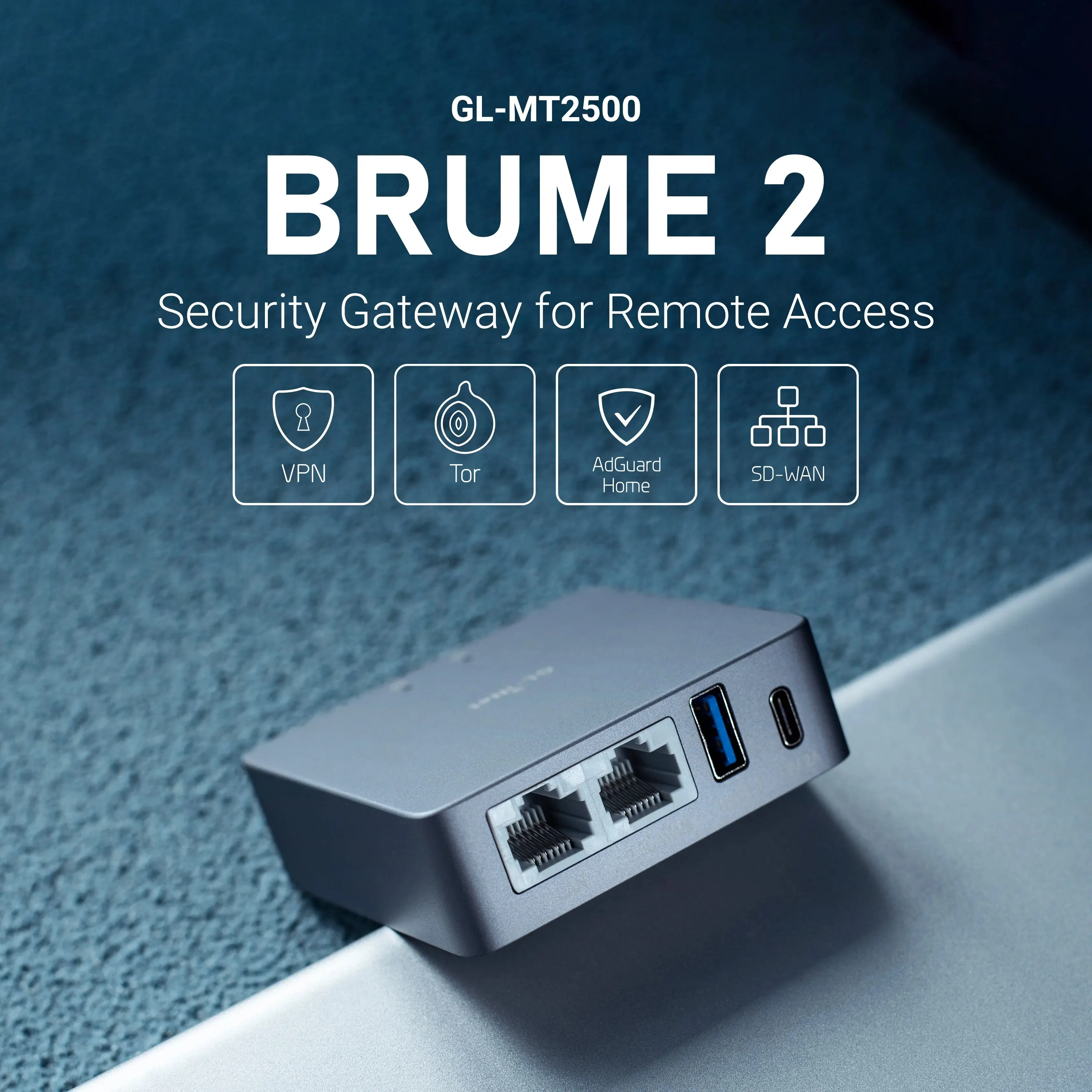 GL.iNet MT2500A (Brume 2) Mini VPN Security Gateway para Home Office e Trabalho Remoto, Internet Security, 2.5G WAN, 1 Gigabit