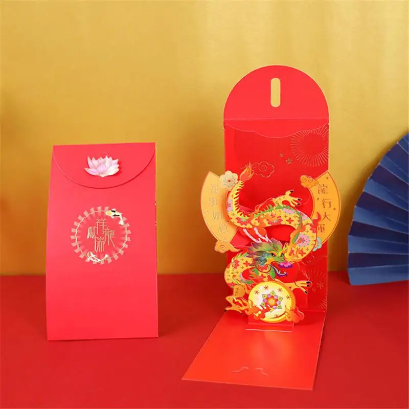 3D Three-dimensional Red Envelope Personalized Special-shaped Pull-out High-end Red Envelope For New Years Wedding