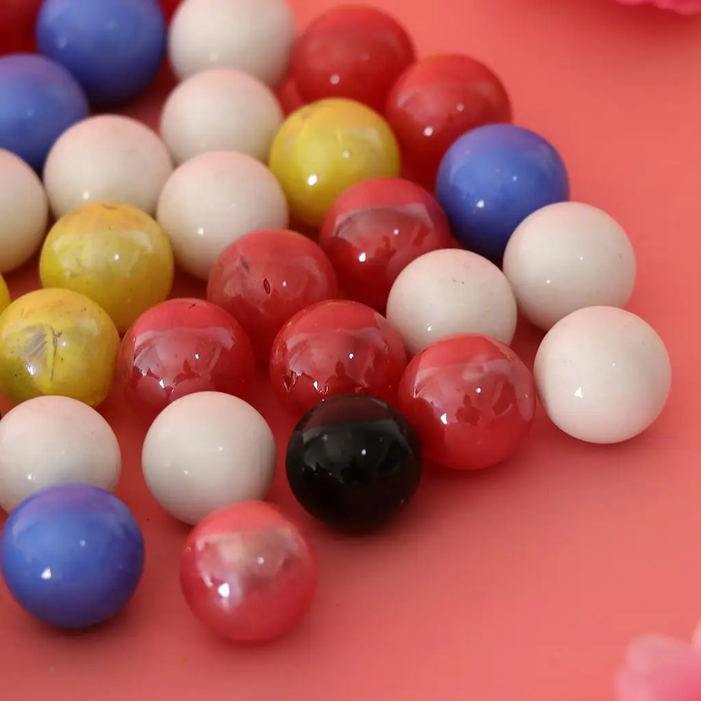 90 Uds. De canicas surtidas de cuentas de vidrio coloridas, bolas de 16mm, juguete de desarrollo para niños, tablero de carrera de mármol, juego de fiesta de damas