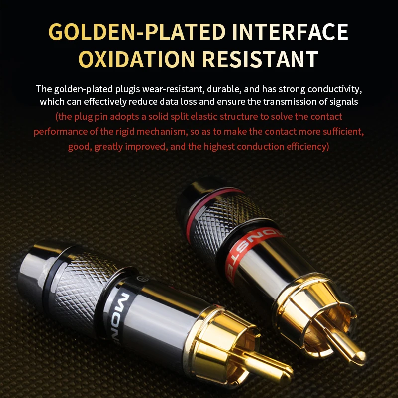 4/8PCS RCA Male Plug Gold Plated Speaker Adapter Welding self-locking head Suitable for audio signal line, coaxial line