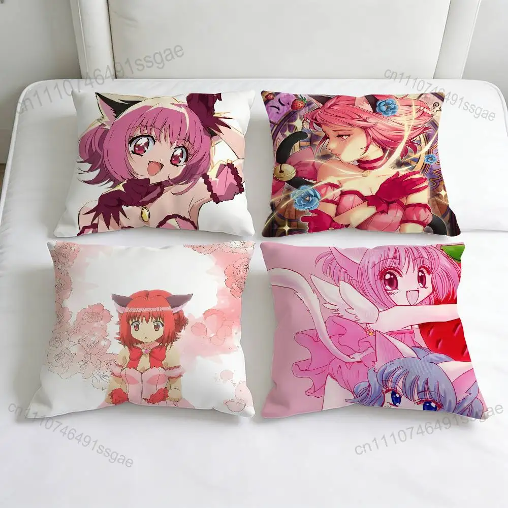 

T-Tokyo Mew M-Mew Ichigo Fashion Square Pillow Case Durable Throw Pillow Cover for Sofa Couch Chair