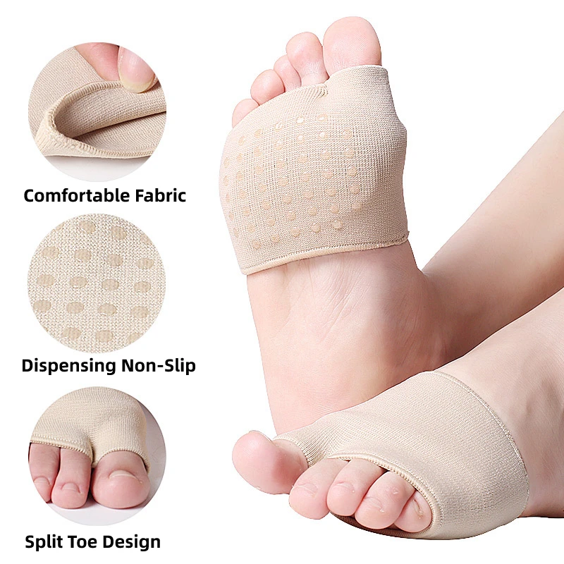 50Pcs=25Pairs Half Toes Bunion Soles Forefoot Metatarsal Sleeve Pads Gel Cushions Half Sock Supports Prevent Calluses Blisters