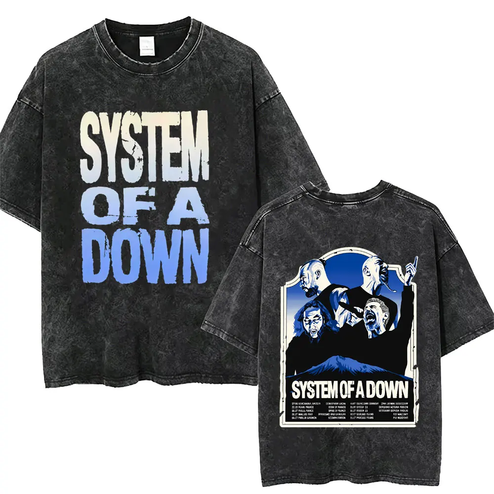 Washed Vintage System of A Down Toxicity T-shirt Men Women Rock Football Oversized T Shirt 90s Alternative Metal Merch T-shirts