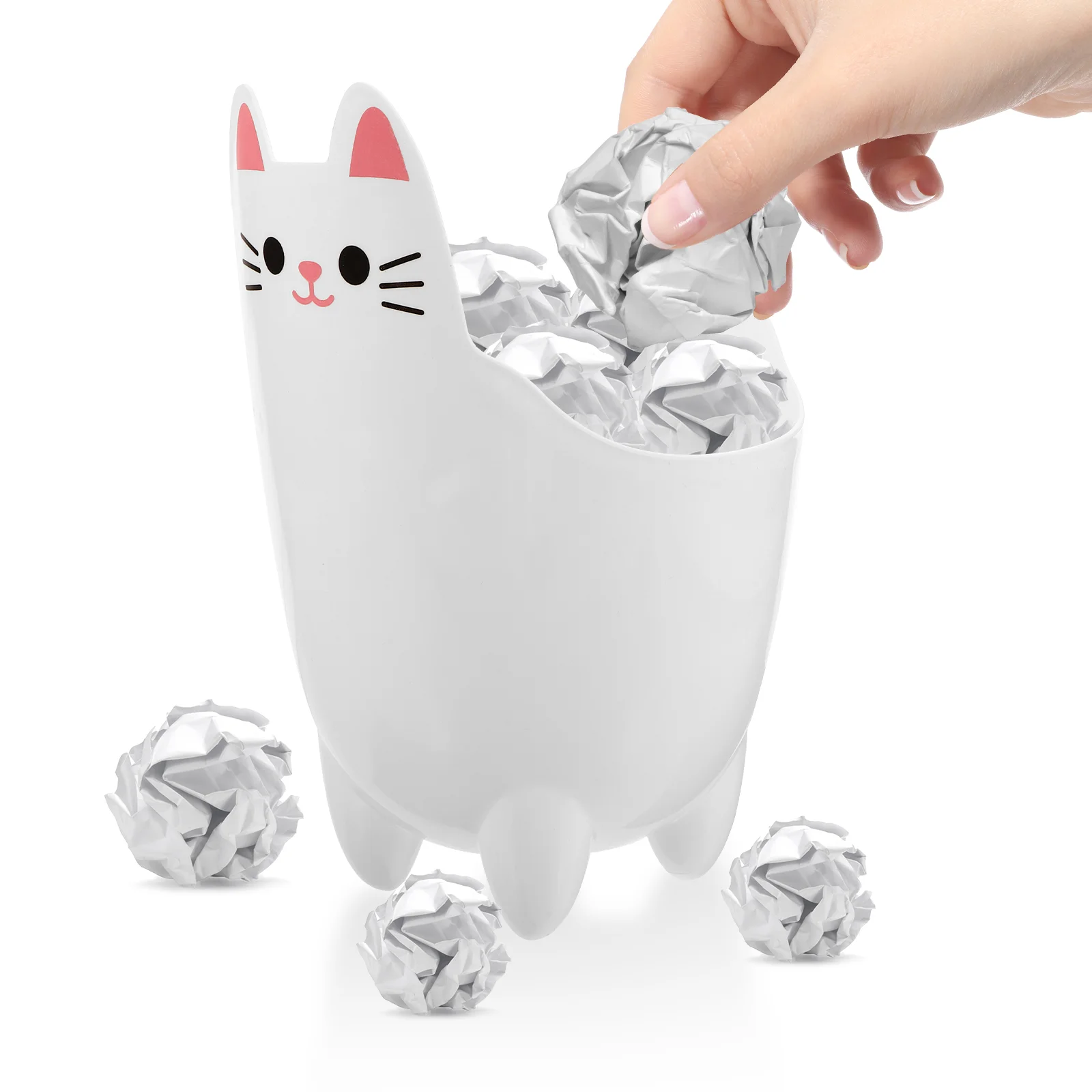 Cat Trash Bin Shaped Can Rubbish Desk Mini Desktop White Pp Garbage Office Small Waste