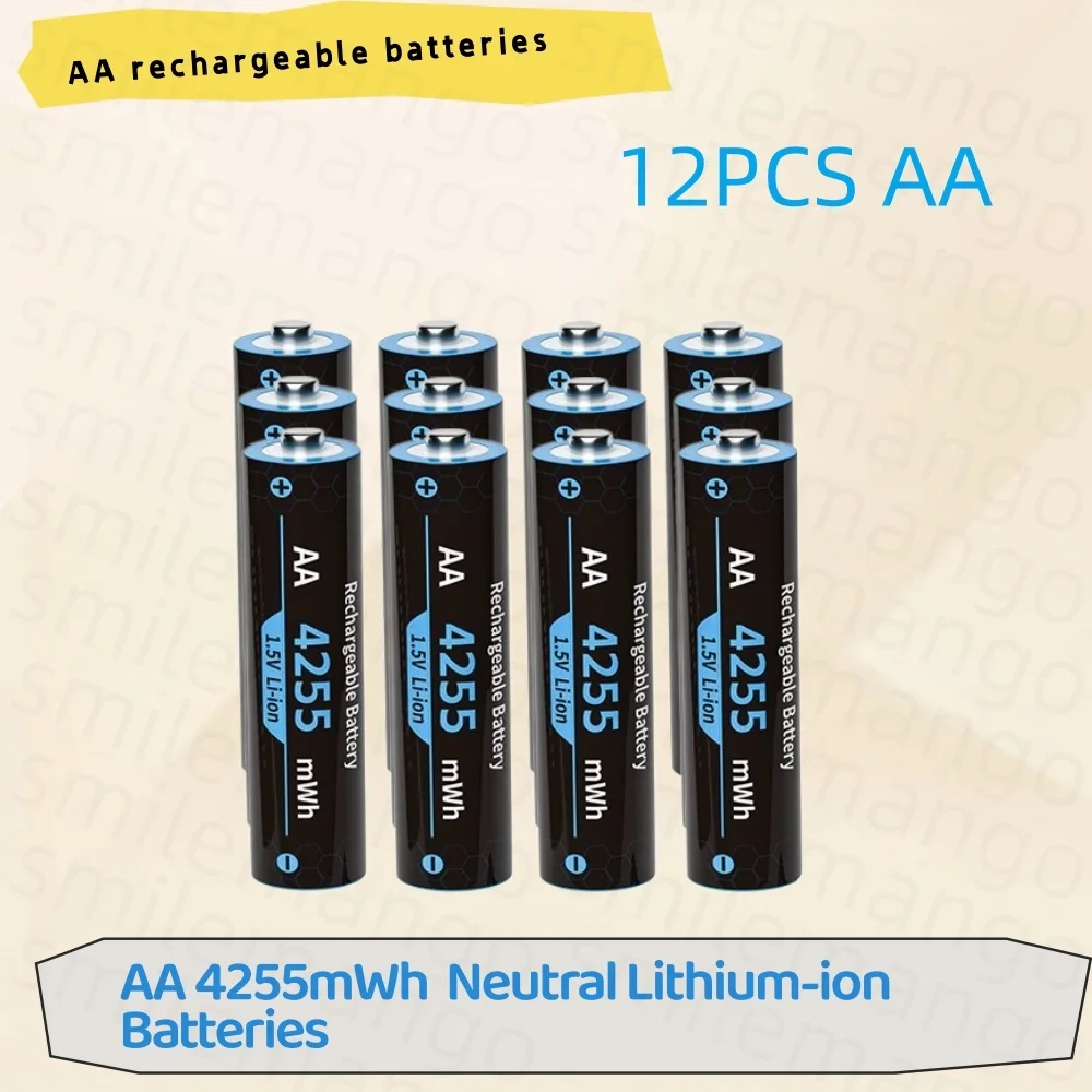 1.5V Oplaadbare Lithium Batterij AA 4255mWh/AAA 1100mWh Batterijen Hoge Capaciteit 1.5V Batterij voor Muis Afstandsbediening
