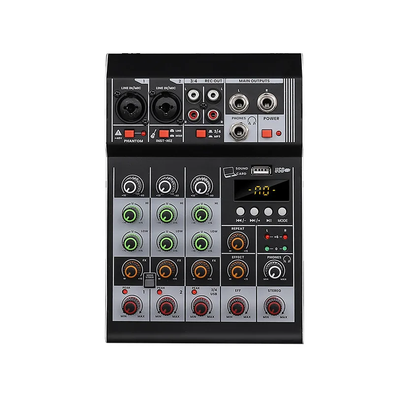 

Professional Small Mixer Outdoor Karaoke Indoor KTV Bluetooth Conference Microphone Reverb DSP Live 4way