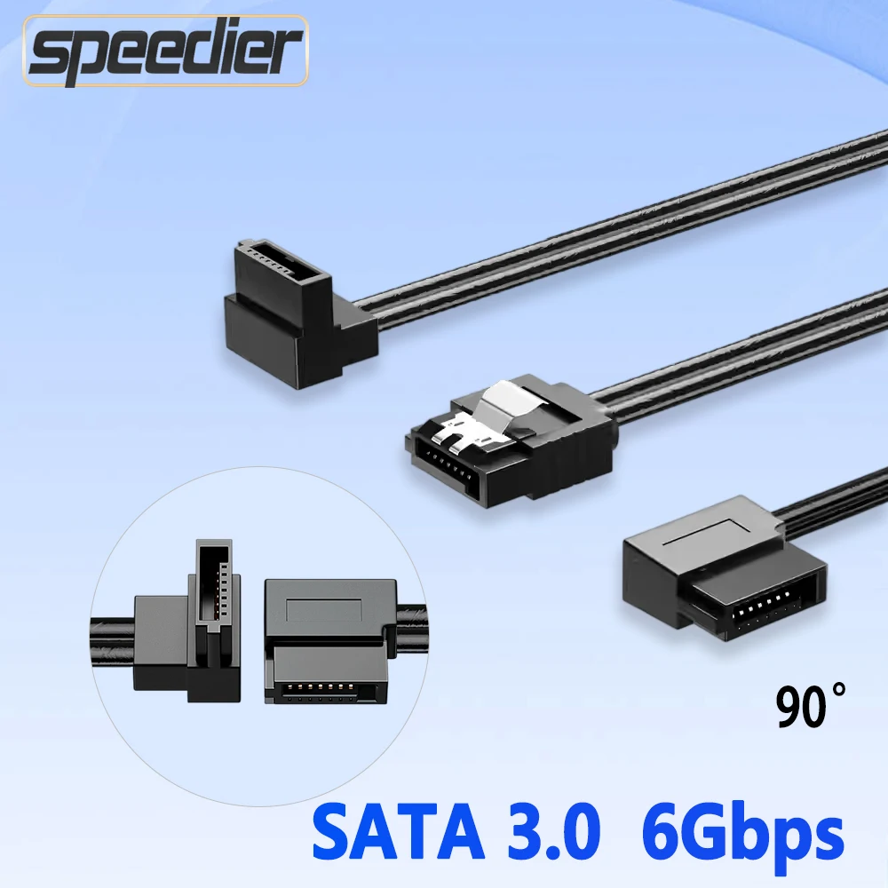 SATA 3.0 데이터 케이블 블랙 SATA III SATA 3 케이블 잠금 래치 포함 직선형에서 90도 우측 좌측 상하 각도 6GBs 10-100cm