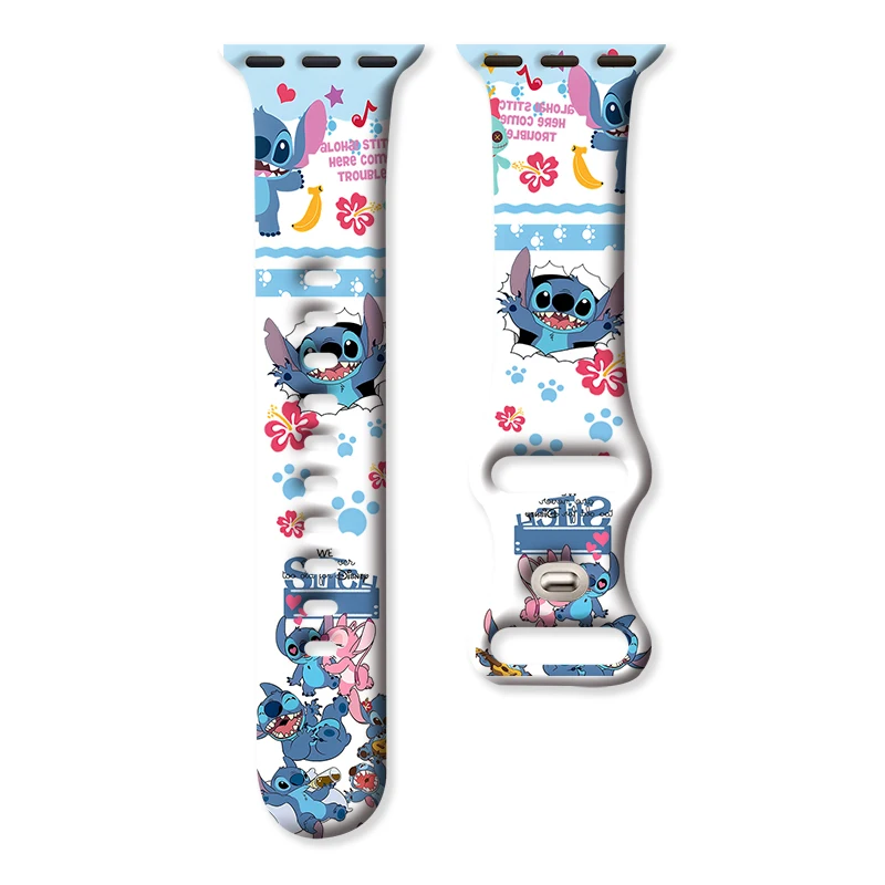 

Disney Stiddy Dancing Printed Strap for Apple Watch 11 10 9 Silicone Band Replaceable Bracelet for iWatch 46/44/4/41mm Watchband
