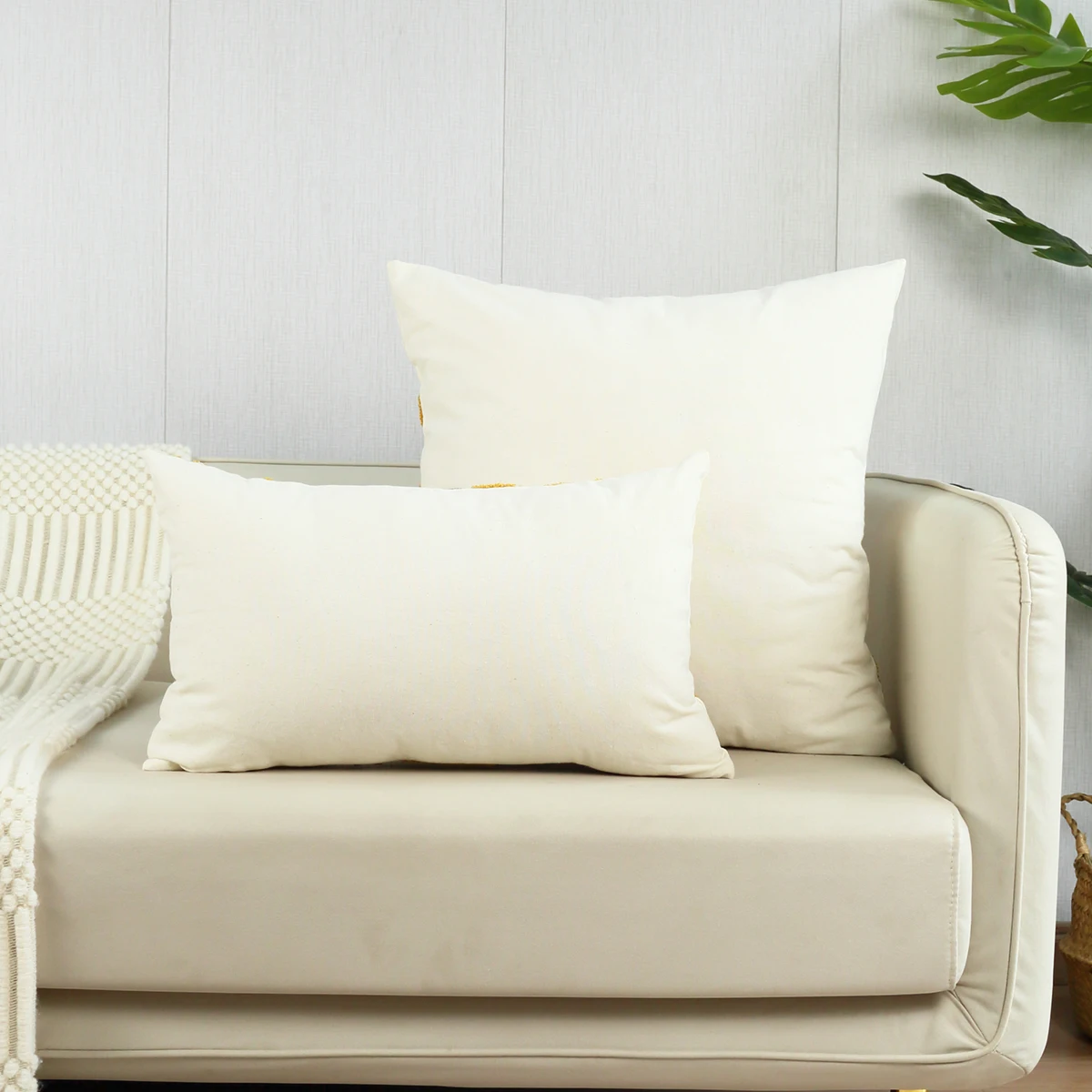1pc, Lotus Flower Leaf Embroidery Throw Pillow Cover Living Room Sofa Cushion Waist Cover Plush Home Decor Cover