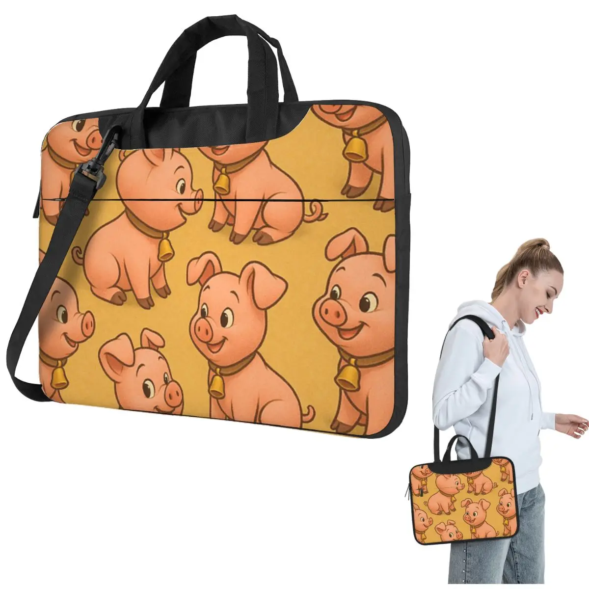 

Сумка для ноутбука Happy Piglet Parade через плечо, сумка для компьютера, устойчивая защитная сумка для ноутбука для Lenovo