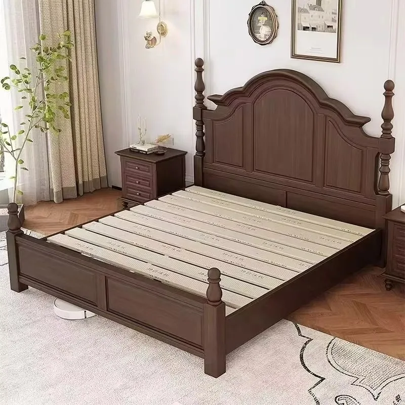 American Modern Solid Wood Double Bed 1.8-meter Hotel-Style Soft Comfortable Headboard Eco-Friendly Durable Master Bedroom