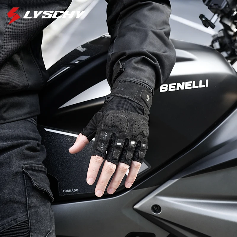

LYSCHY Ultra-Thin Summer Motorcycle Gloves Half Finger Men Women Breathable Mesh Lightweight Motorbike Riding Protective