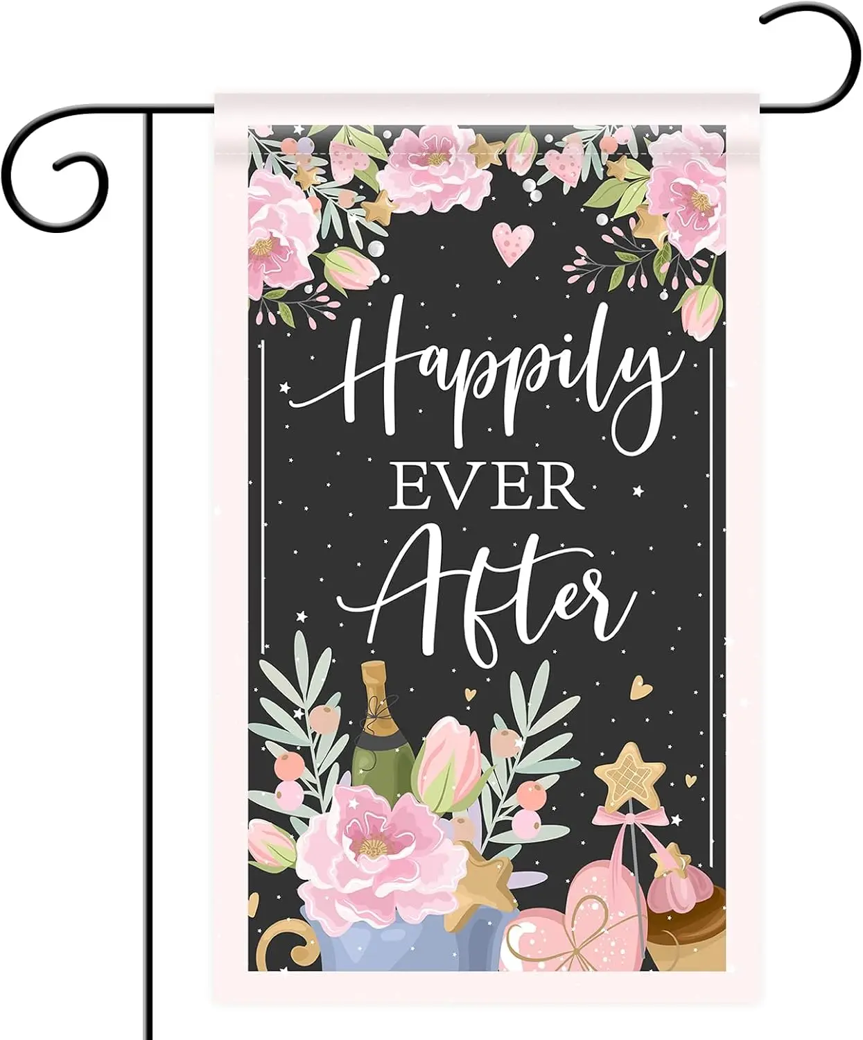 Happily ever After Garden Flag, Wedding/Engagement/Bridal Shower Yard Banner, Wedding Vertical Double Sided Polyester Garden Fla