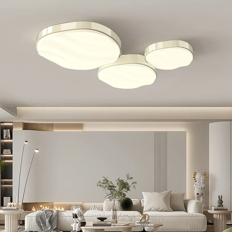 Helder Beige Nieuwe Moderne Led Plafond Kroonluchter Oogbescherming Lamp Woonkamer Slaapkamer Ronde Home Decor Verlichtingsarmaturen