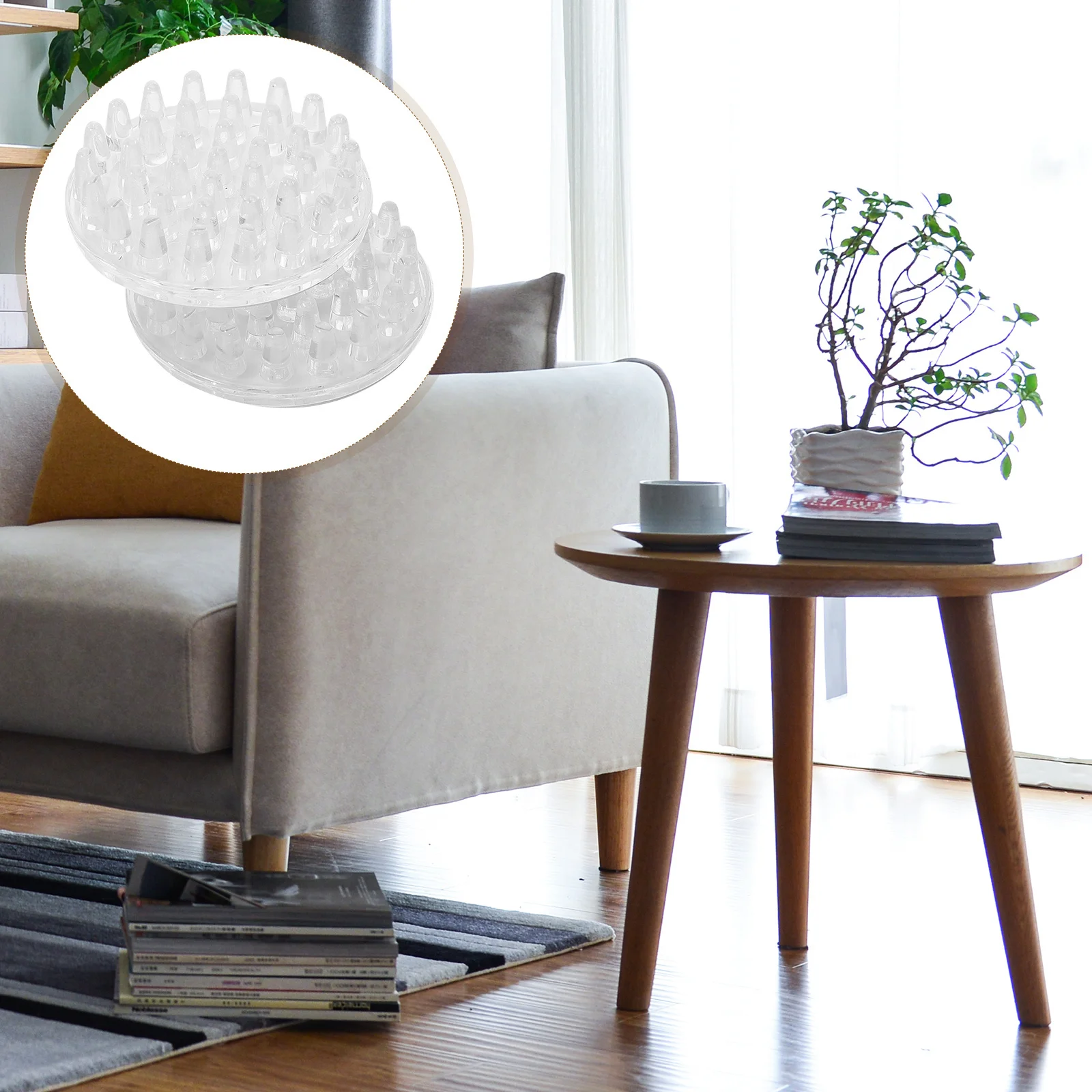 

4pcs Clear Carpet Protector Self Adhesive Table Feet Covers 50mm Round Rug Savers Easy Clean Multi Purpose Furniture Floor