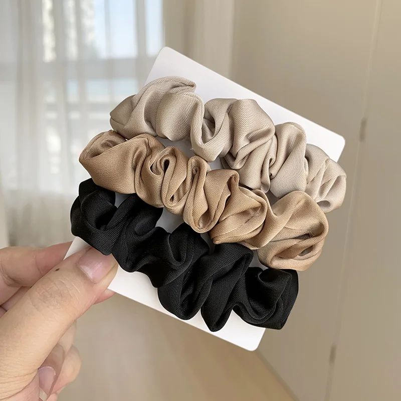 3 elastici per capelli in raso da donna, eleganti fermacoda, fascia elastica a tinta unita, accessori per capelli alla moda_voghion.com