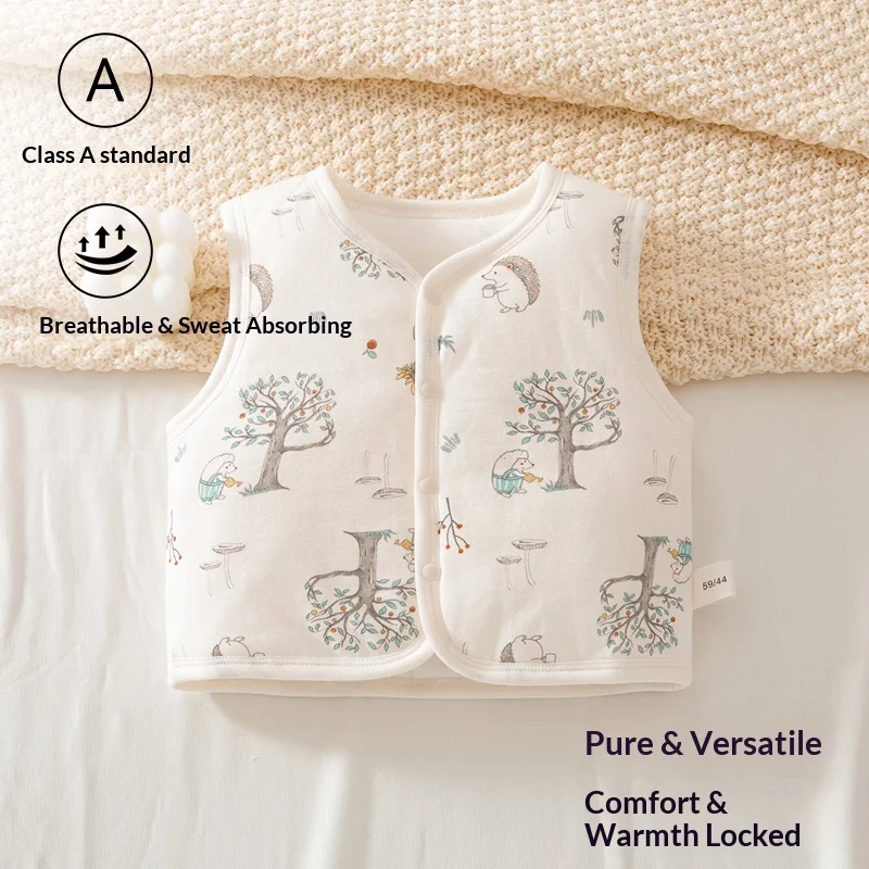 Baby 40g Quilted Vest, 100% Cotton Sleeveless Jacket, Warm & Soft Undershirt for Boys & Girls, Autumn/Winter