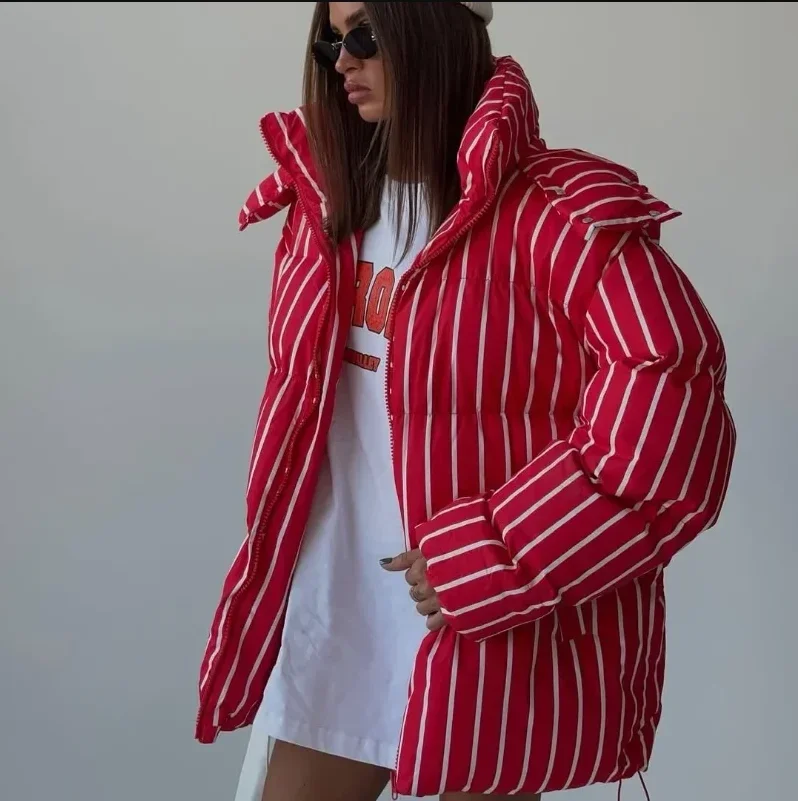 موضة مقنعين سستة الدافئة رشاقته معاطف للسيدات مقنعين مبطن سترة الخريف الشتاء الإناث شريط غير رسمي المرأة وسادة مبطنة #5