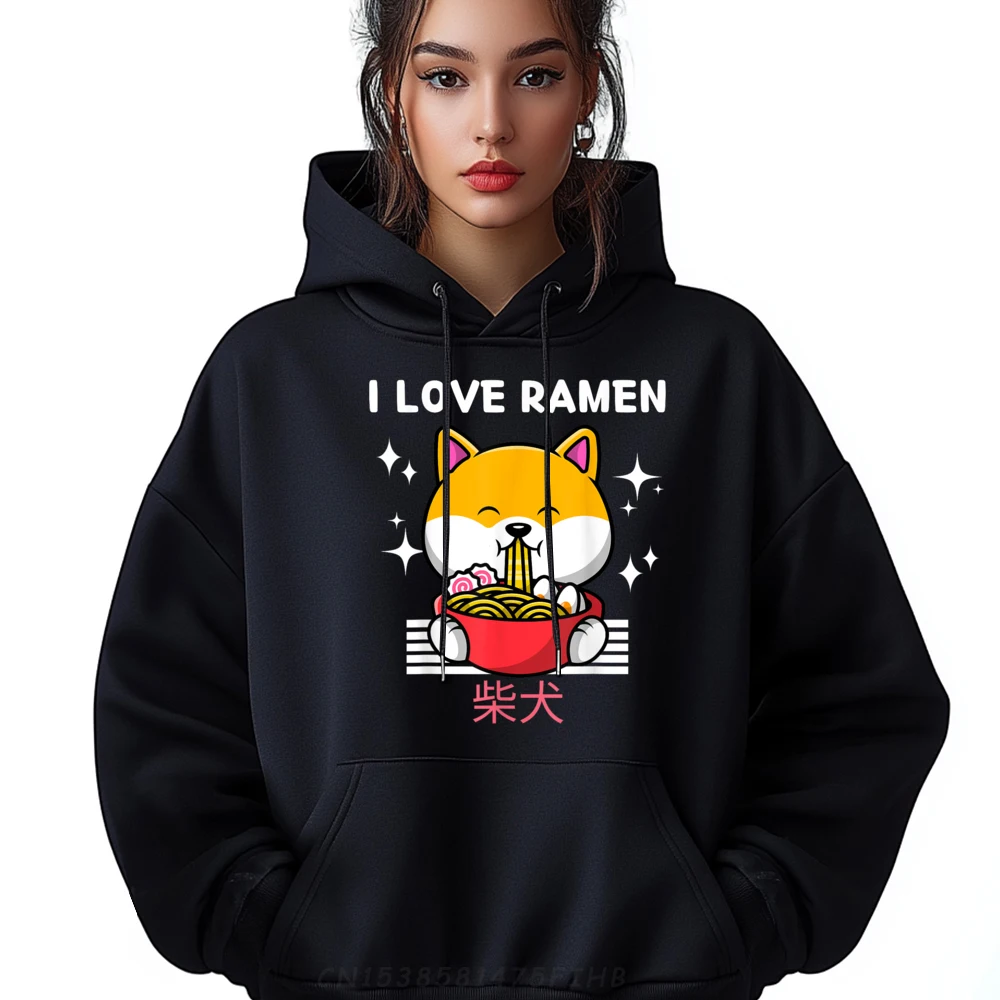 

I Love Ramen Cute Kawaii Shiba Inu Eats Ramen Japanese Graphic Shirts Clothes Big Size Harajuku