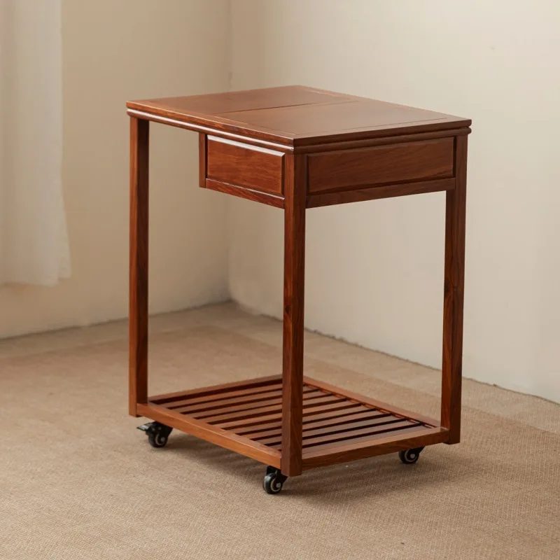 Tea cabinet rosewood solid wood tea table side kettle integrated movable living room wall rack