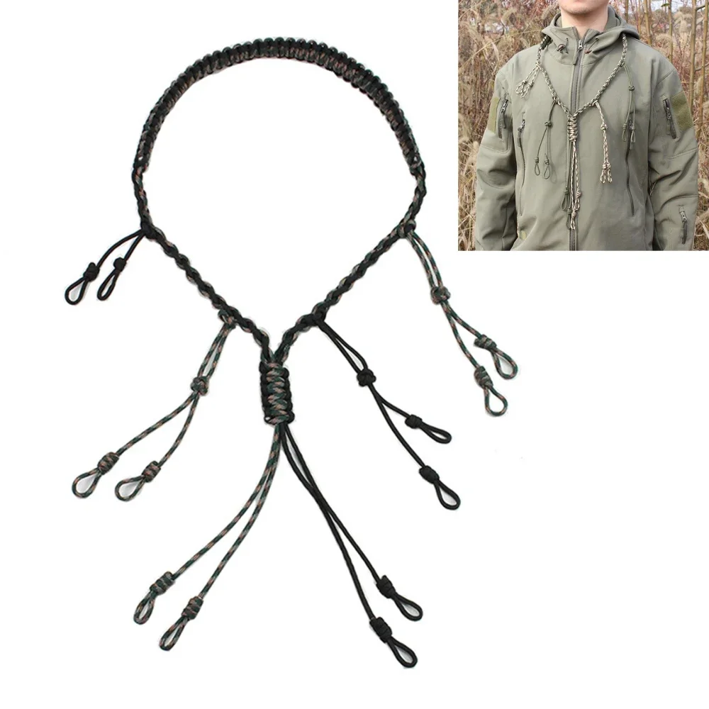 Duck Call Lanyard Collar Weave with 12 Loops - Portable Umbrella Rope Sling for Wild Bird Whistle - Hunting Supplies