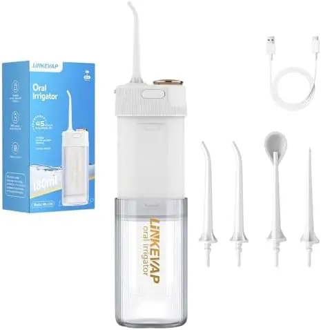 

Portable Water Flosser for Teeth, 180ML Telescopic Tank, 3 Modes, IPX7, Battery Powered Oral Irrigator for Travel