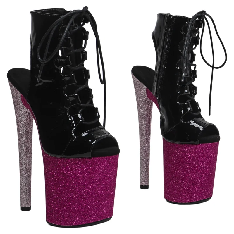 

Leecabe/20 см/8 дюймов, трендовые модные блестящие ботинки разных цветов на высоком каблуке и платформе для стриптиза, ботильоны для танцев на пилоне