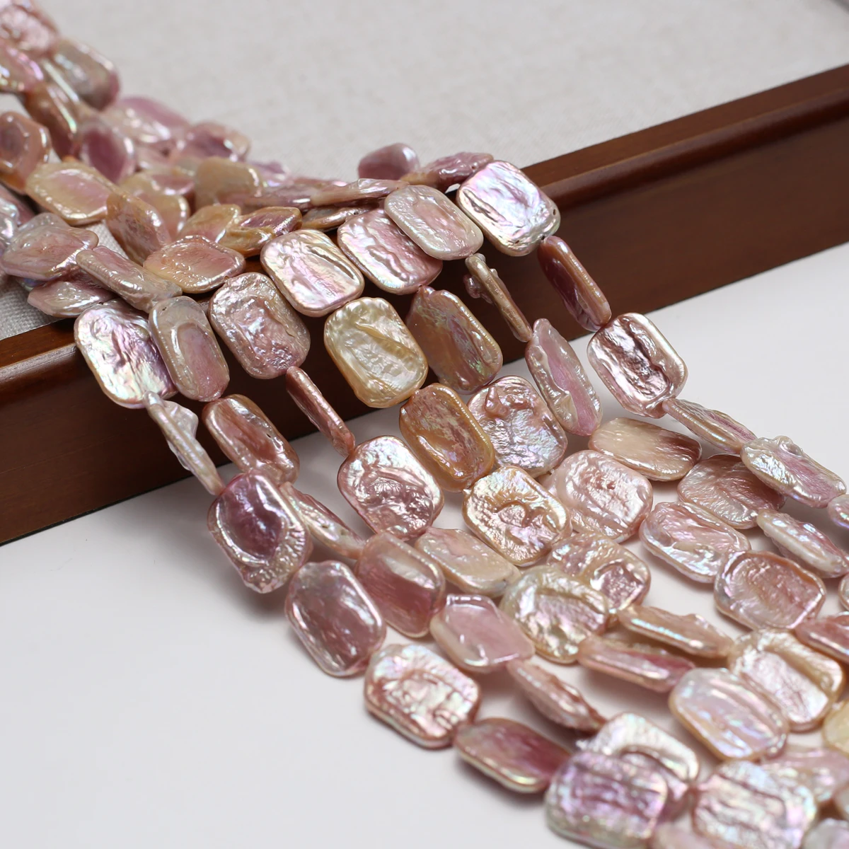 Purple Natural Freshwater Pearl Loose Beads 12x16mm Rectangular Pearls for DIY Jewelry Making Necklace Bracelet