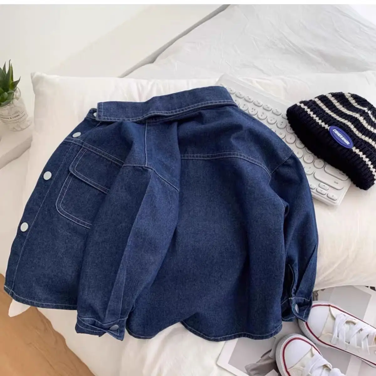 Kids Boys Girls Denim Shirts 2024 New Autumn Winter Outwear Jackets Teenage Casual Cotton Cardigan Blue Jean Blouse Shirts