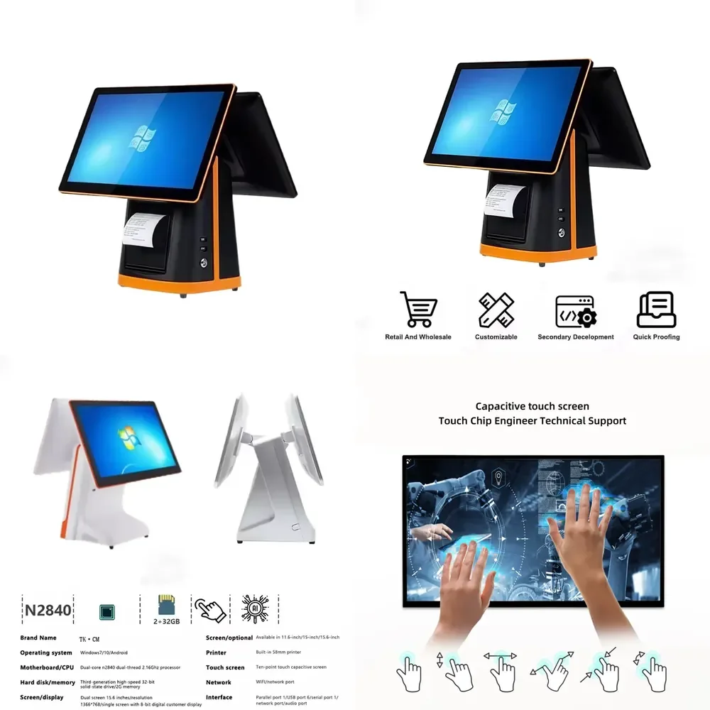 

Dual Touch Screen All-in-One Android Desktop Tablet PC Smart POS System with Automatic Windows Cashless Payment Cashier