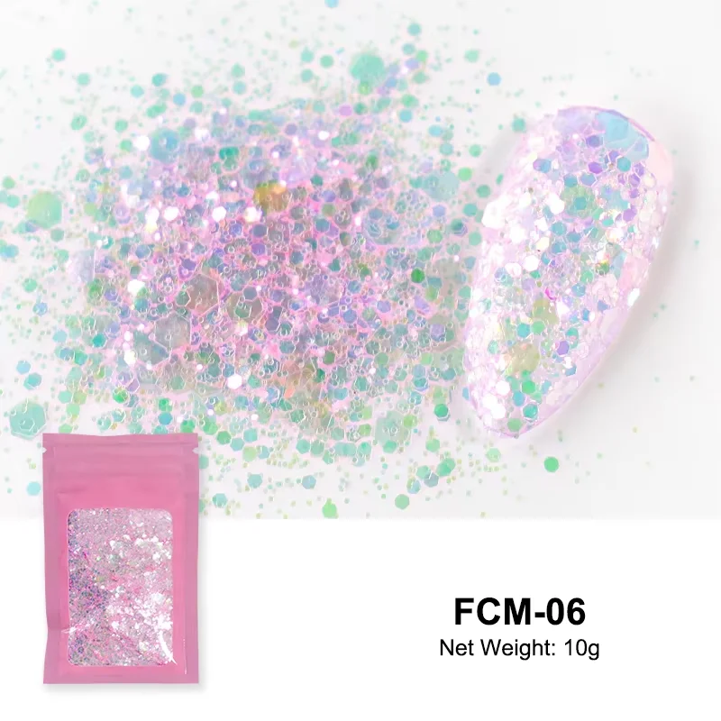 Glänzendes Zucker-Nagelglitzerpulver Candy-Coat-Effekt Weiß Schwarz Transparent Pigmentstaub Nagelkunst-Dekorationen DIY – Detail 12