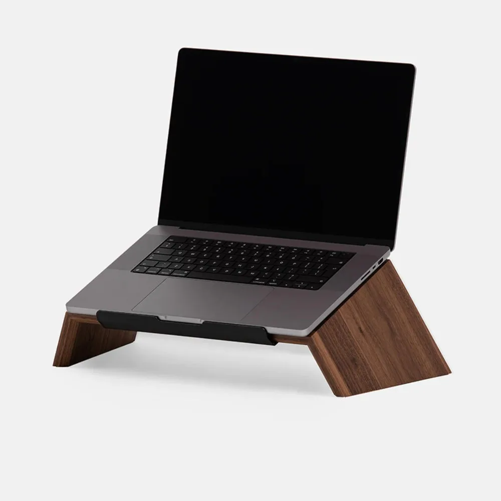 Black Walnut Wood Laptop Stand Desktop Elevated Laptop Storage Display Rack Adjustable Wood Laptop Accessories Standing Desk