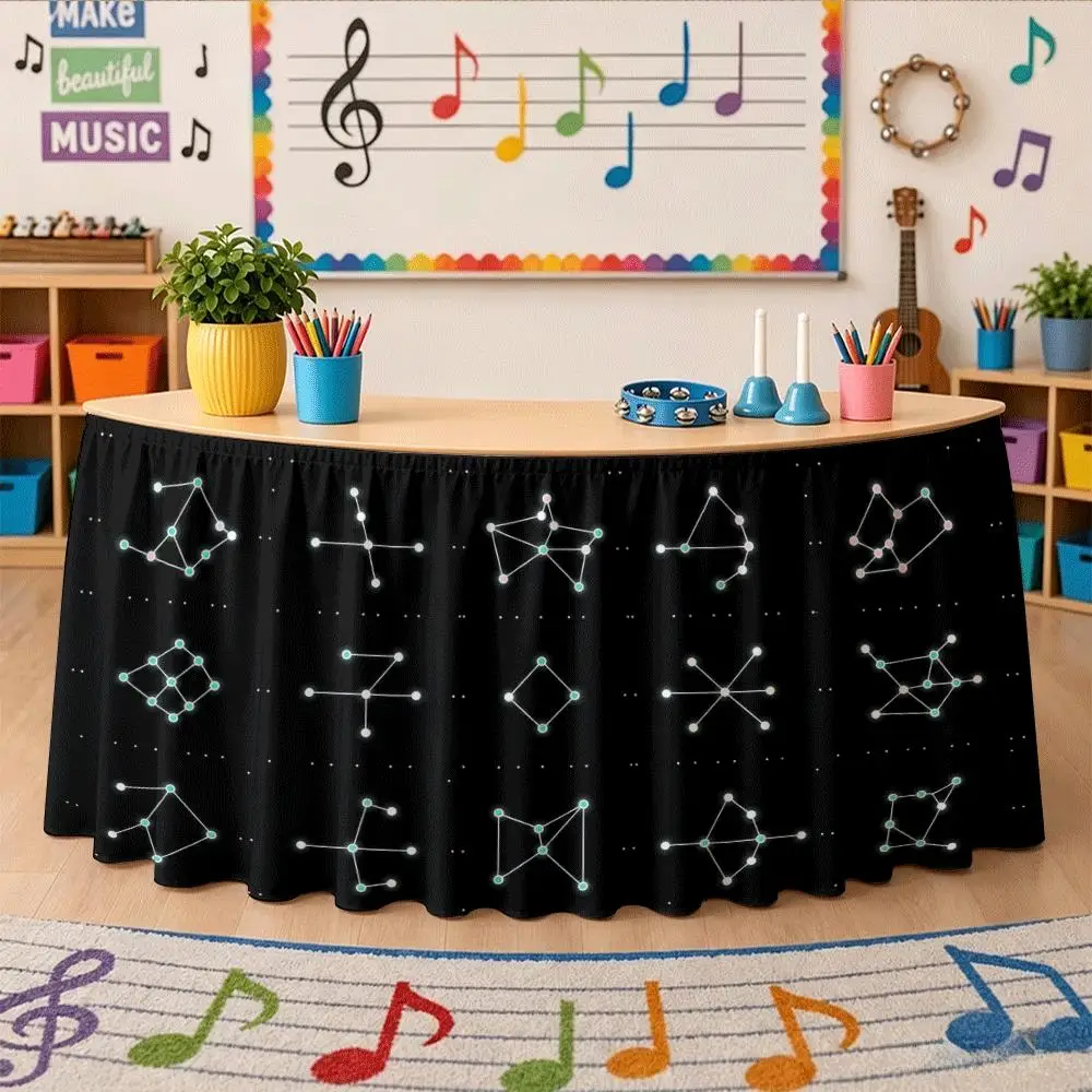 Table skirt, star constellation pattern, drape occlusion decoration, simple modern style